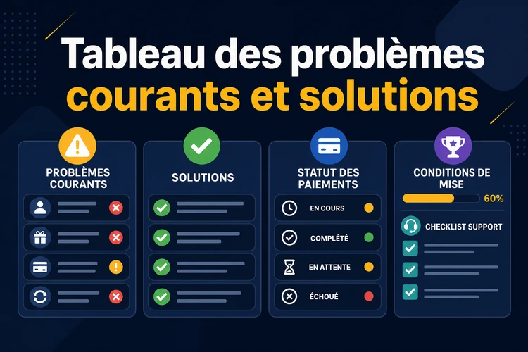 Tableau des problèmes courants et solutions