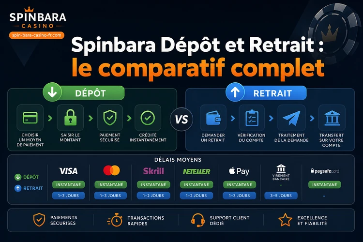 Spinbara Dépôt et Retrait: le comparatif complet